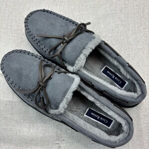 Club Room Mens Moccasin Slippers Grey Size Medium 8-9